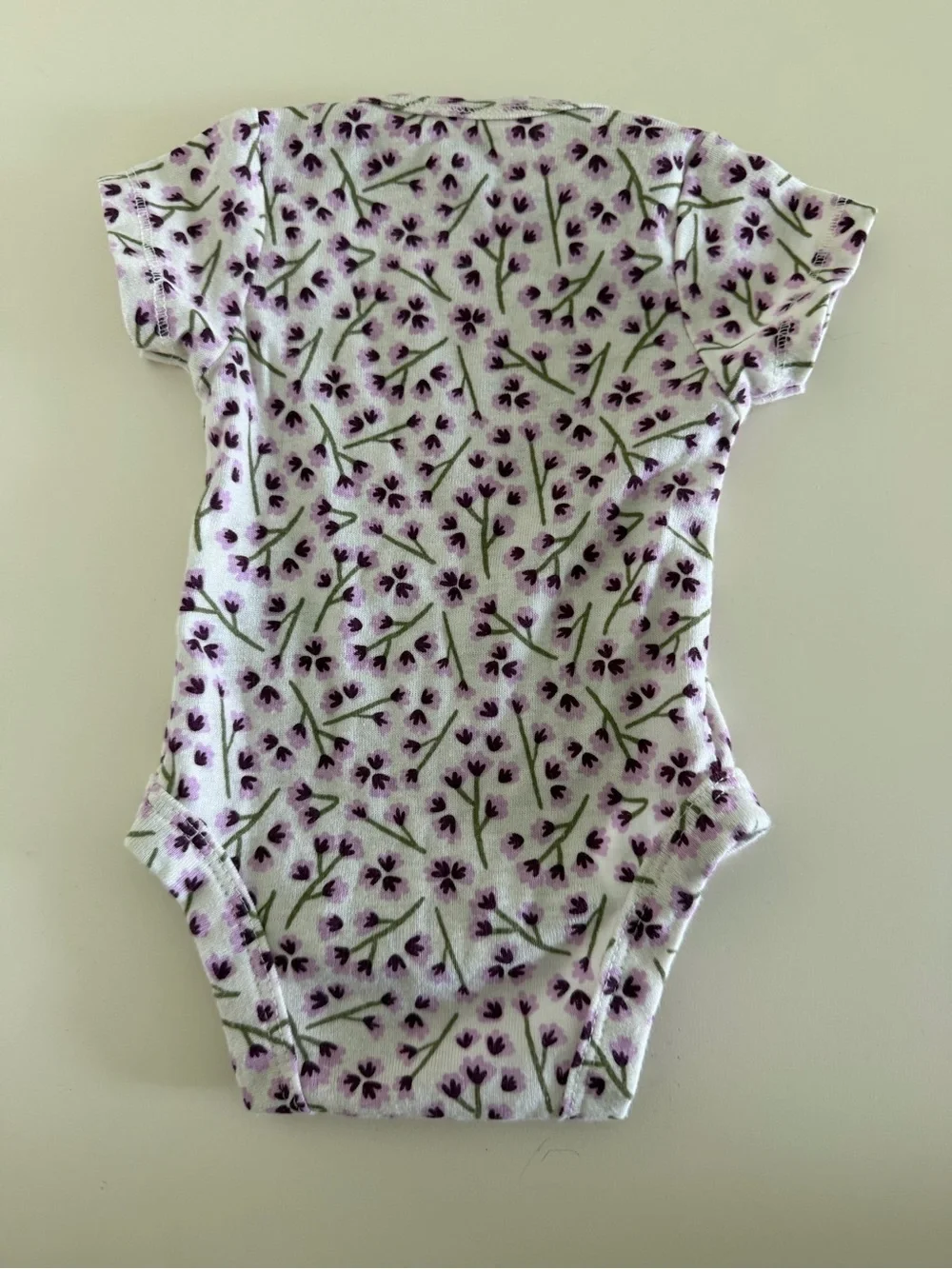 Gerber White Bodysuit with Purple Floral Print